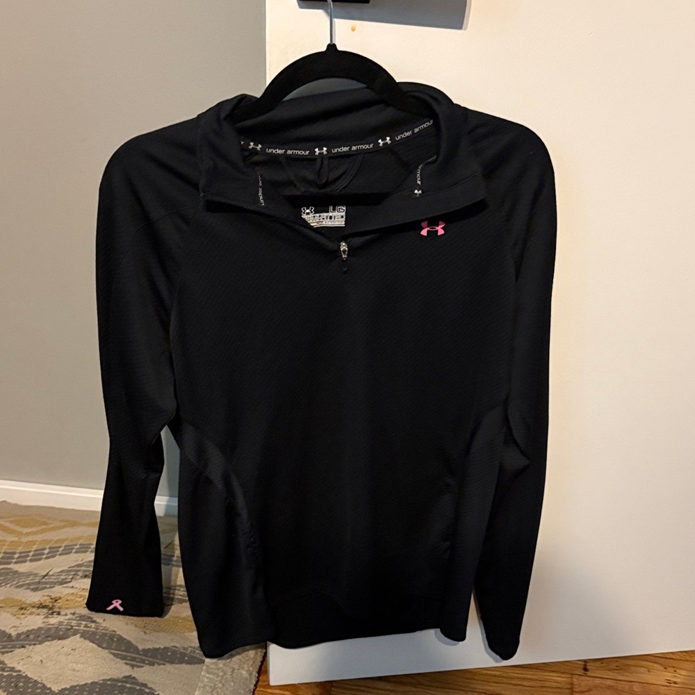 Under Armour Black Long Sleeve Top with Pink Accents